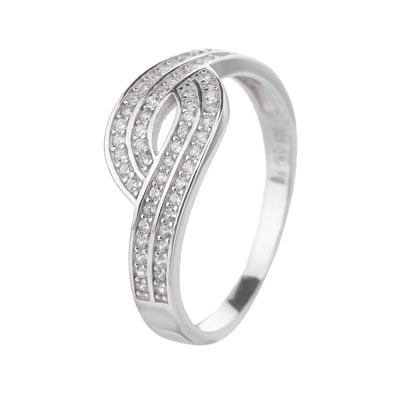 Stříbrný prsten VLNKA zirkon Velikost prstenu: 56 Ag 925/1000