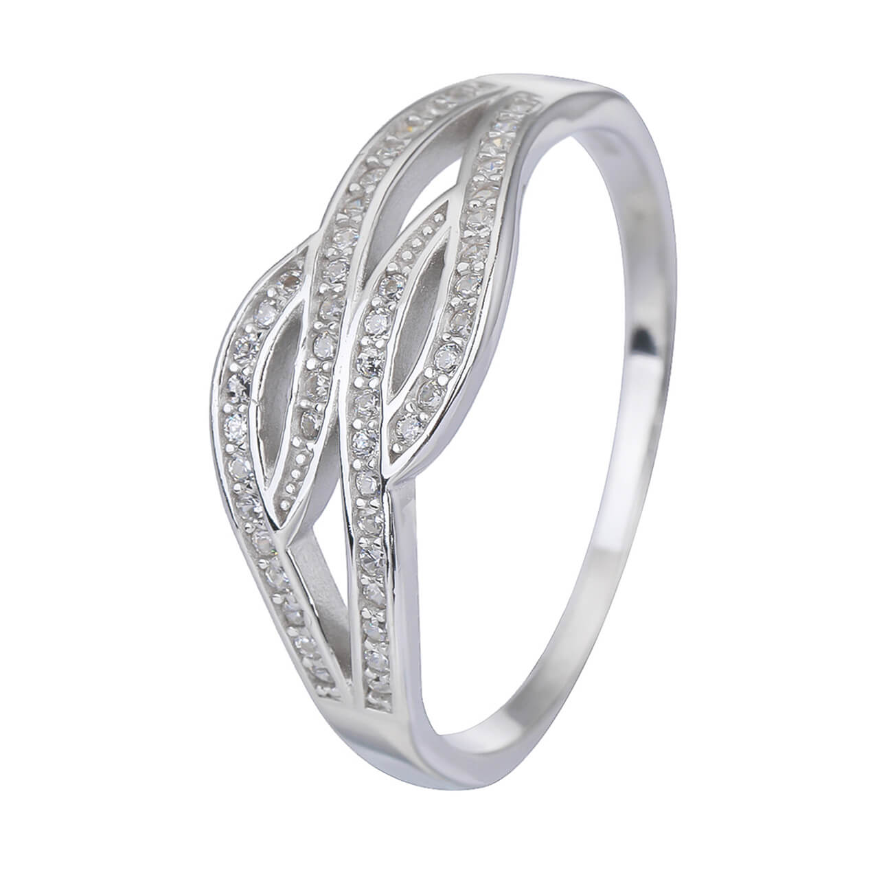 Stříbrný prsten ELEGANTNÍ VLNKY zirkon Velikost prstenu: 54 Ag 925/1000