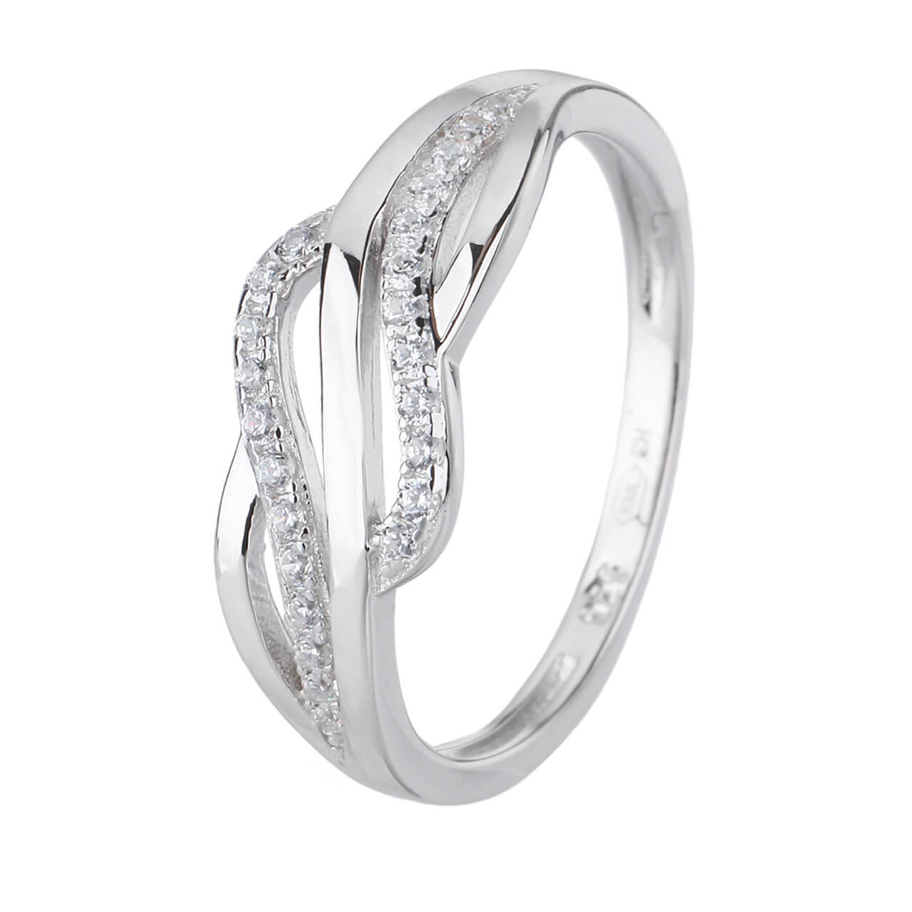 Stříbrný prsten ELEGANTNÍ VLNKY zirkon Velikost prstenu: 61 Ag 925/1000