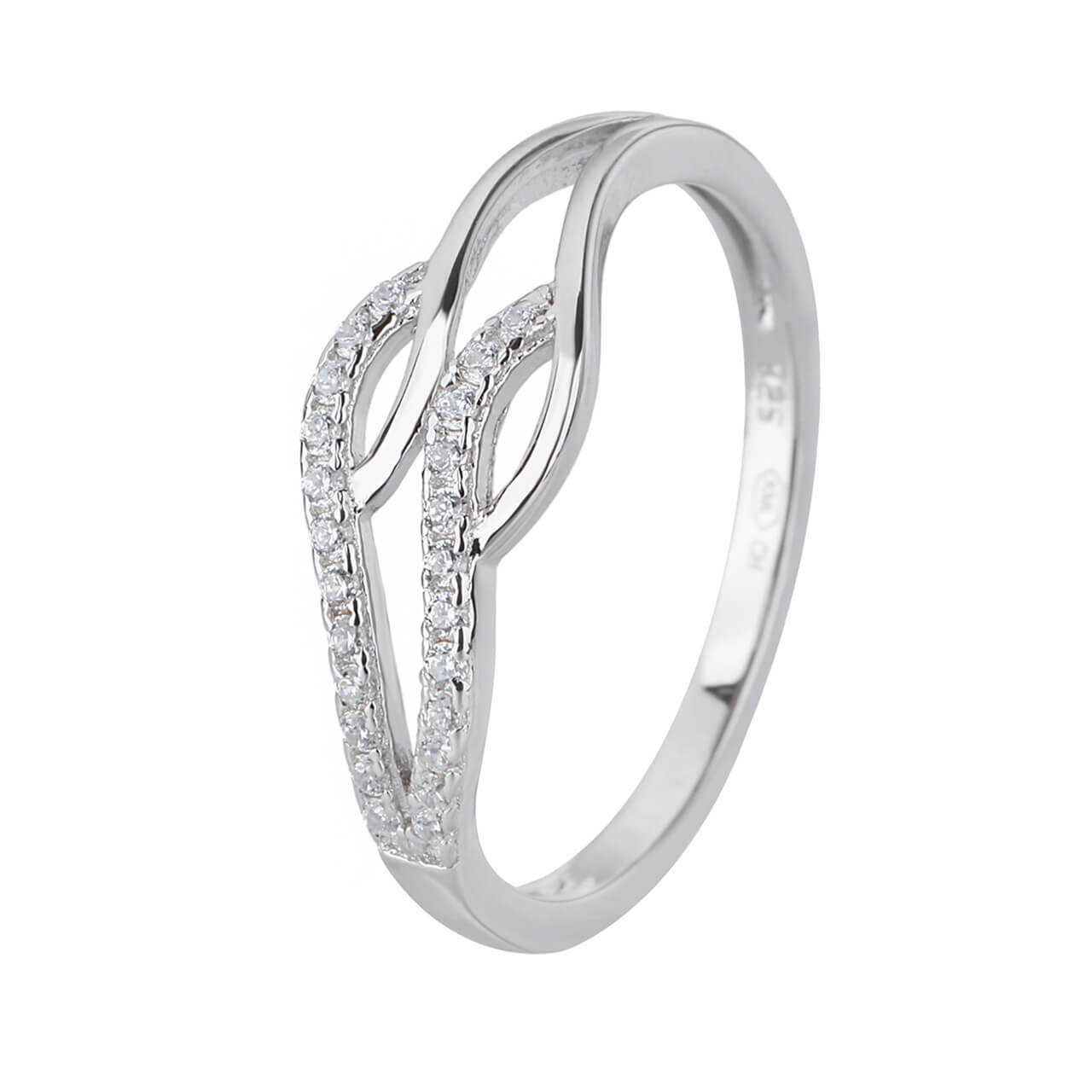 Stříbrný prsten ELEGANTNÍ VLNKY zdvojené Velikost prstenu: 58 Ag 925/1000