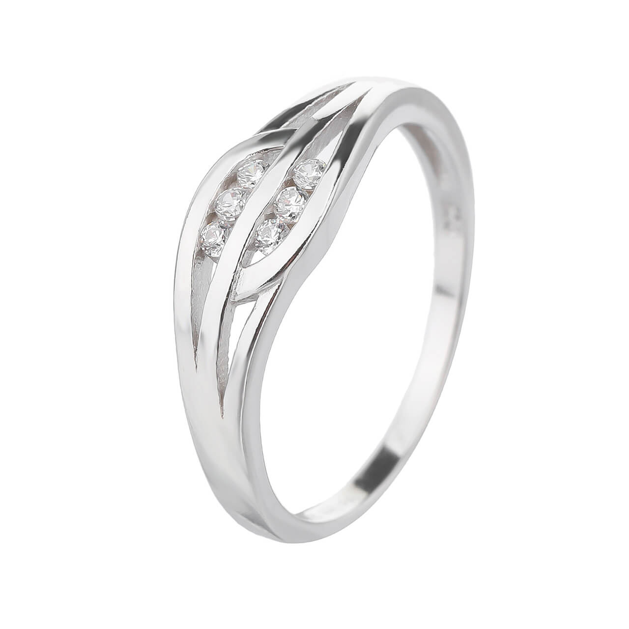 Stříbrný prsten ELEGANTNÍ VLNKA zirkon Velikost prstenu: 58 Ag 925/1000