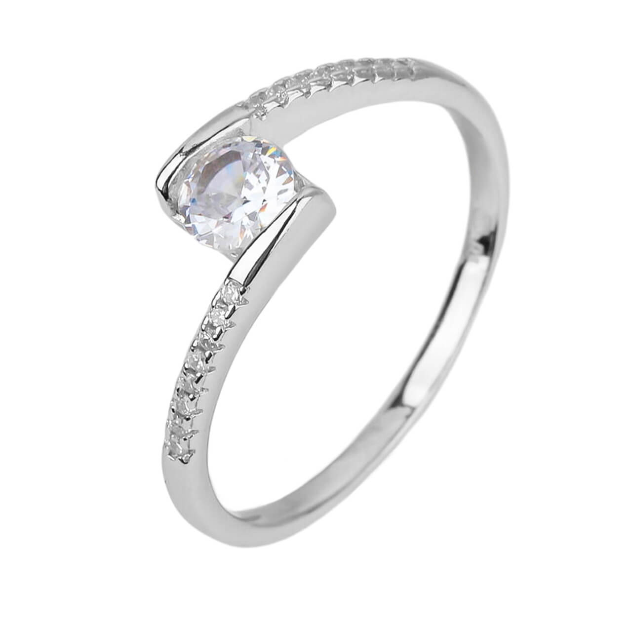 Stříbrný prsten SOLITÉR VLNKY Velikost prstenu: 58 Ag 925/1000