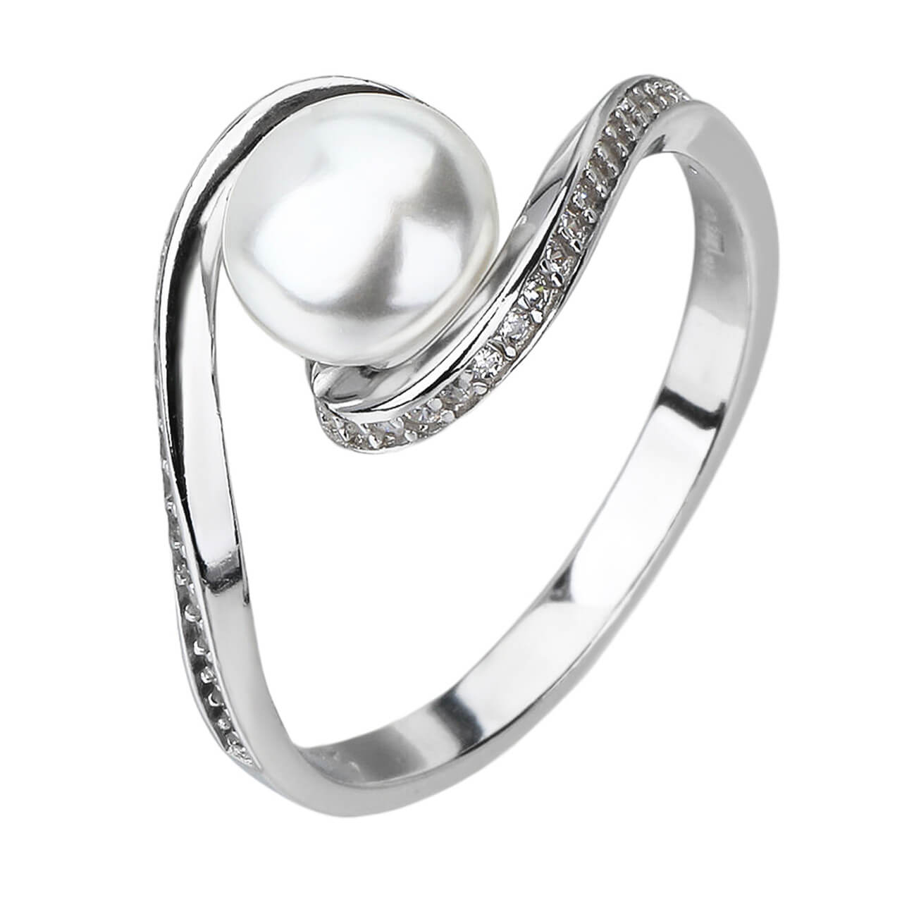 Stříbrný prsten ŘÍČNÍ PERLA vlnky Velikost prstenu: 61 Ag 925/1000