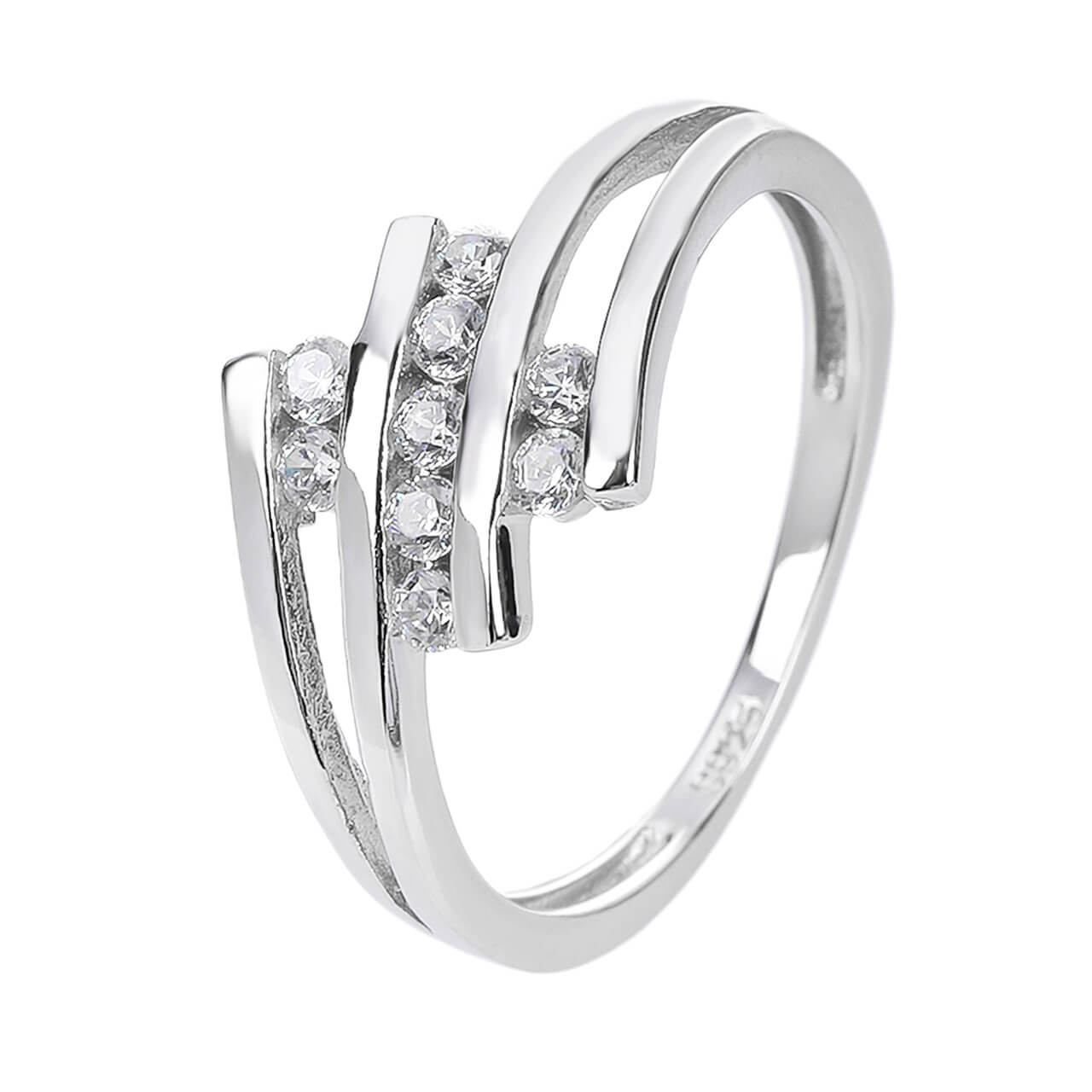 Stříbrný prsten MODERNÍ zirkon Velikost prstenu: 62 Ag 925/1000