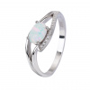 Stříbrný prsten VLNKY bílý OPÁL (Velikost prstenu 61)