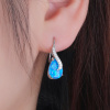 09839c stříbrná souprava náušnice klasický patent a přívěsek slza kapka vlnka modrý kámen opál šperky BEALIO