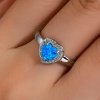 3673 2 stribrny prsten srdce modry opal velikost prstenu 60