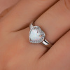 3676 2 stribrny prsten srdce bily opal velikost prstenu 60