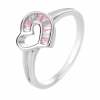 Stříbrný prsten SRDCE růžové (Velikost prstenu 53)