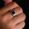 12387a Stříbrný prsten pečetní pro muže kámen černý onyxový šperky BEALIO