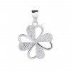 4347 08762 stribrny privesek ctyrlistek pro stesti ciry kamen bily zirkon sperky bealio