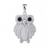 04577 Stříbvrný přívěsek sova čirý kámen bílý zirkon šperky BEALIO