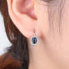 07194b Stříbrné náušnice královské čirý kámen modrý zirkon safírový šperky BEALIO