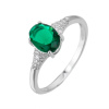 Stříbrný prsten OVÁL smaragd (Velikost prstenu 64)