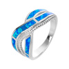 Stříbrný prsten VLNKY modrý OPÁL (Velikost prstenu 65)