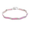 6015 stribrny naramek vlnky ruzovy opal delka naramku 17 3 cm