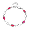 Stříbrný náramek KAPKY karmínový OPÁL (Délka náramku 17+3 cm)
