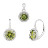 6543 6543 13627 stribrna souprava kulata zariva ciry kamen bily zeleny peridot ametyst green zirkon klasike zapinani sperky bealio