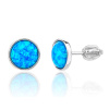 13681 Stříbrné náušnice pecky šroubek kulaté kámen modrý opál šperky BEALIO