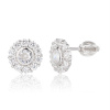 13661 Stříbrné náušnice pecky šroubek kulaté čirý kámen bílý zirkon šperky BEALIO