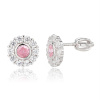 13664 Stříbrné náušnice pecky šroubek kulaté čirý kámen bílý růžový rose zirkon šperky BEALIO
