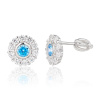 13663 Stříbrné náušnice pecky šroubek kulaté čirý kámen bílý modrý akvamarín zirkon šperky BEALIO