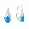 09265 Stribrne nausnice slza vlnka klasicky pevny patent kamen modry opal sperky BEALIO