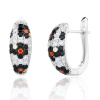 13772 Stribrne nausnice kvetinovy vzor cerny barevny zirkon sperky BEALIO