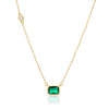14003 Stribrny nahrdelnik pozlacene zlacene 14K zlatem smaragd ciry kamen zeleny bily zirkon sperky BEALIO