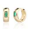 13767 Stribrne nausnice zlacene 14K zlatem zeleny smaragd ciry kamen zeleny zirkon francouzske zapinani sperky BEALIO