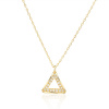 13860 Stribrny nahrdelnik trojuhelnik pozlacene zlacene 14K zlatem ciry kamen bily zirkon sperky BEALIO