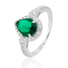 13798 Stribrny prsten kapka kapicka smaragd ciry kamen bily zeleny zirkon sperky BEALIO