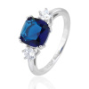 13924 Stribrny prsten mohutny safir modry kamen ciry bily zirkon sperky BEALIO