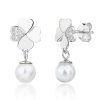 13779 Stribrne nausnice pecky puzeta ctyrlistek ricni perla sperky BEALIO