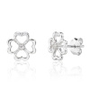 13793 Stříbrné náušnice pecky na puzetu čtyřlístek čirý kámen bílý zirkon šperky BEALIO