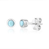 14311 Stribrne nausnice 4 mm kulate kamen larimar sperky BEALIO
