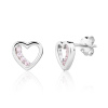 13926 Stříbrné náušnice pecky puzeta srdce srdíčko růžový kámen rose zirkon šperky BEALIO