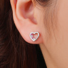 13927b Stříbrné náušnice pecky puzeta srdce srdíčko červený kámen rubínový zirkon šperky BEALIO