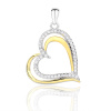 14022 Stříbrný přívěsek srdce srdíčko zlacené 14k čirý kámen bílý zirkon šperky BEALIO