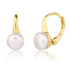 13707 Stříbrné náušnice klasický pevný patent říční bílá perla šperky BEALIO
