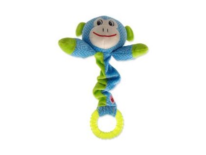 Opice modrá natahovací s kroužkem 30 cm