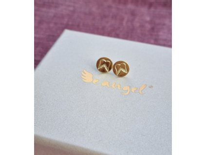 kolekce BE ANGEL® Raffiné -Náušničky s vyrytým křidélkem v pozlacení