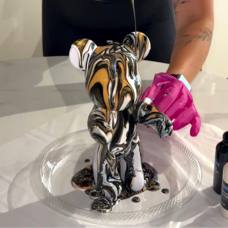 BEARBOX nalievanie zlata cierna strieborna - fluid art doma