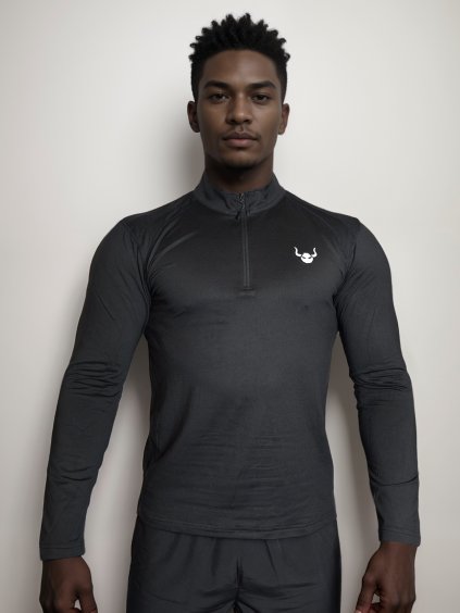 Tričko s 1/4 zipsom BEASTHY - Black