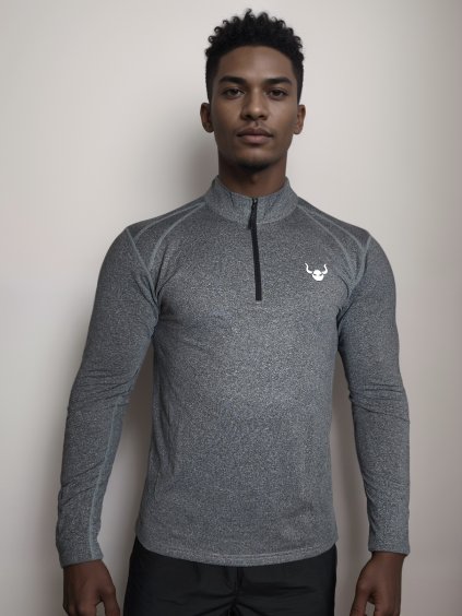 Tričko s 1/4 zipsom BEASTHY - Grey