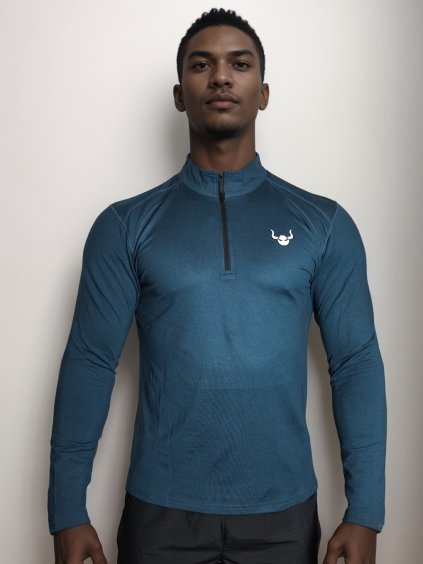 Tričko s 1/4 zipsom BEASTHY - Turquoise