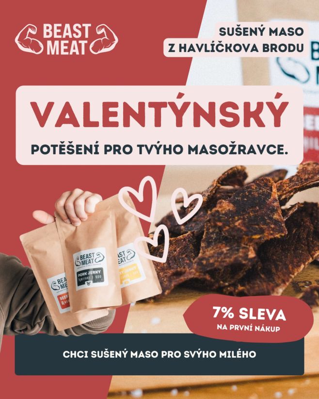 Hledáš něco pro svýho masožrouta k Valentýnu? 🥩 Nedocení čokoládu? Kup mu naše sušený maso! 💪 Nabušený bílkovinama a...