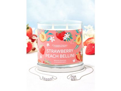 eng pl Charmed Aroma Soy Scented Candle with Jewelry 12 oz 340 g Necklace Strawberry Peach Bellini 10940 1