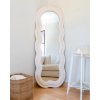 Art deco moderné zrkadlo - Biele - s vlnitým plyšovým rámom - 160x60 cm