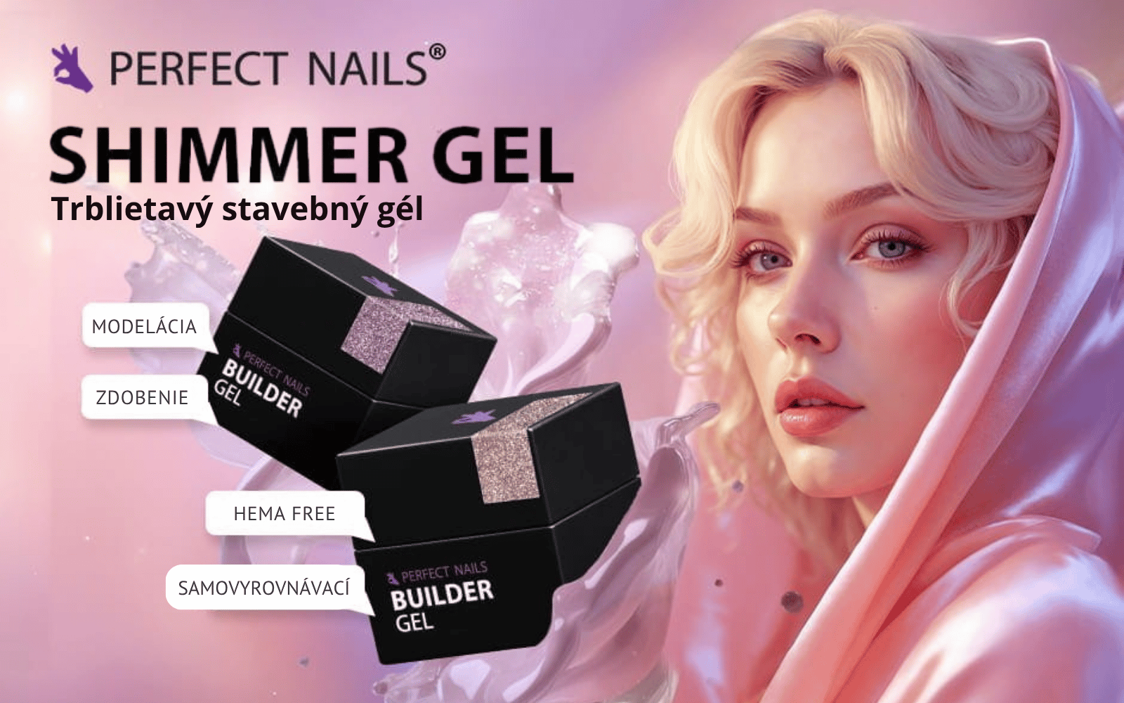 Perfect Nails Shimmer Gel trblietavý stavebný gél